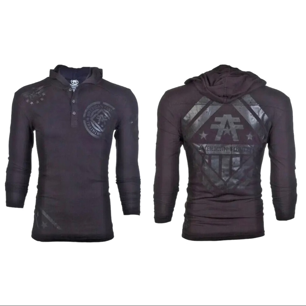 American Fighter Men’s Hoodie Averett shirt Black Premium Athletic S-3XL - Picture 3 of 9